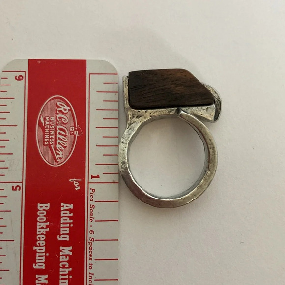 Anne Marie Chagnon Solid Pewter Ring Wood Ring - Picture 9 of 10